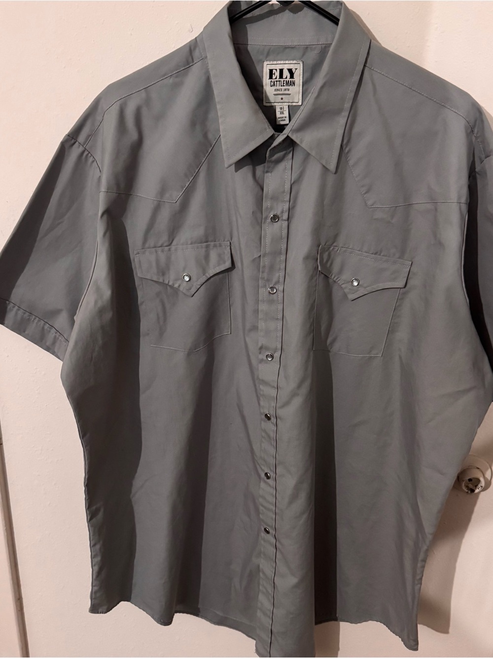 Ely Cattleman Short-Sleeve Western Button-Down Shirt - Gray